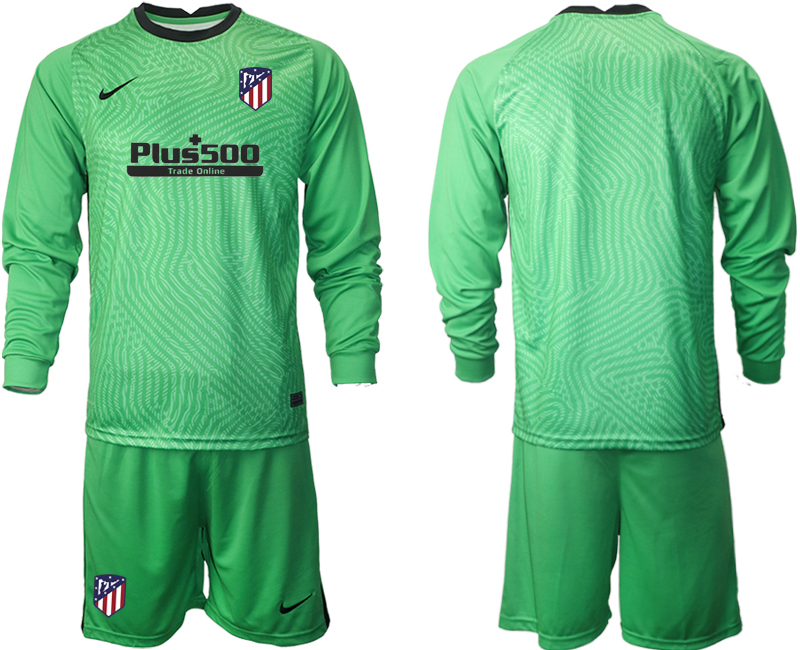 2021 Men Atletico Madrid green goalkeeper long sleeve soccer jerseys